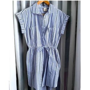Nautical Cotton Button Up Shirt Dress